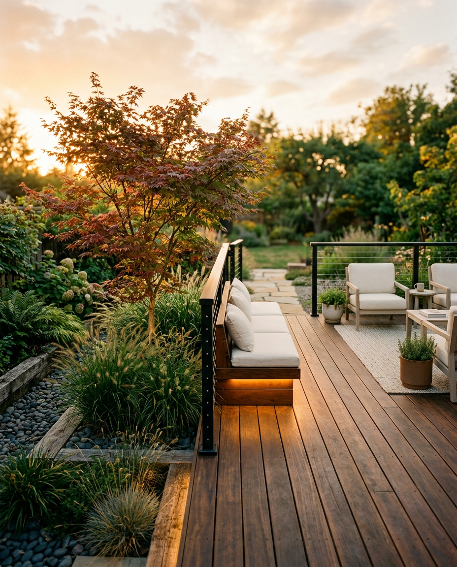 Ipe weathers from chocolate brown to a soft silver-grey across two summers.